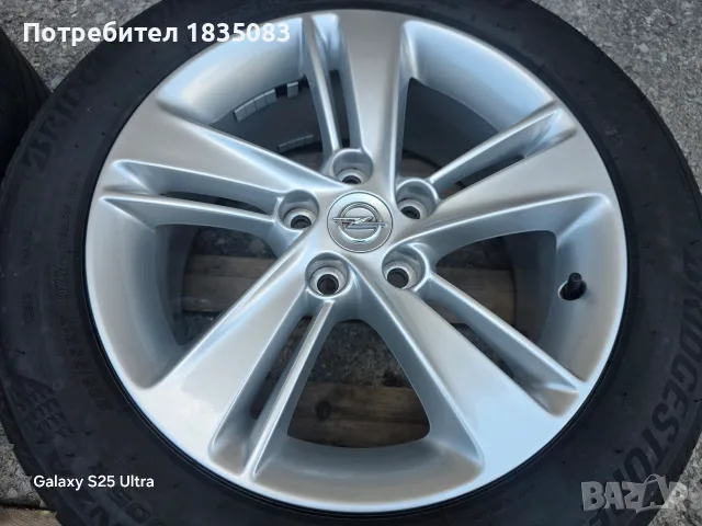 Лети джанти 17ки 5х115 Opel, Chevrolet + летни гуми 225/55/17 Bridgestone, снимка 7 - Гуми и джанти - 55325718