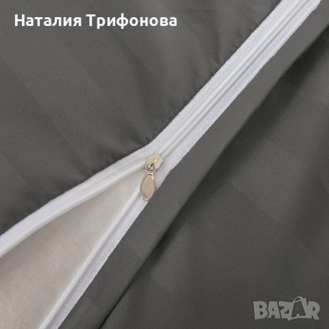 Комплект спално бельо 160x200 см с 2 калъфки 70x80 см, сатенени райета, микрофибър/памук, с цип, хип, снимка 3 - Спално бельо - 55163025