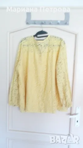 Дантелена жълта блуза - 4XL