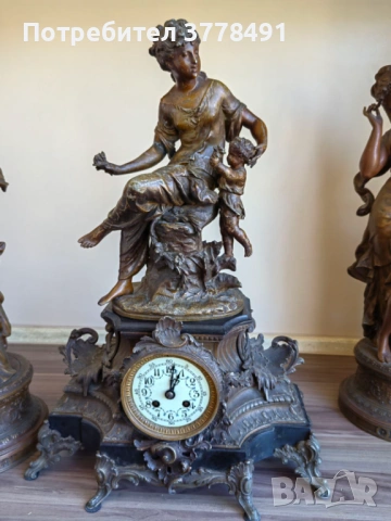 Декоративен бронзов камински часовник, снимка 5 - Декорация за дома - 54319466