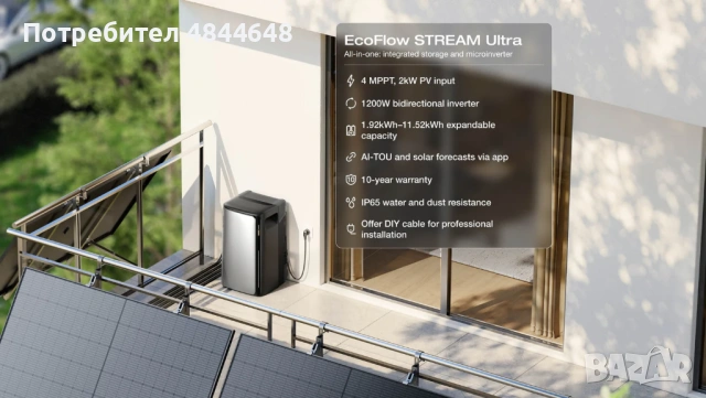 EcoFlow Stream Ultra Battery 1.92kWh Външна батерия за домашна система с вграден микроинвертор, снимка 8 - Друга електроника - 54755420