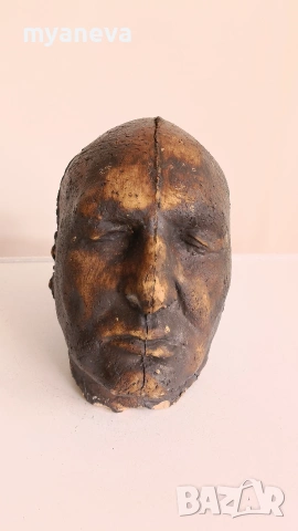 Антична гипсова смъртна маска (death mask) от 19-ти век на император Наполеон Бонапарт.  , снимка 2 - Статуетки - 55164156