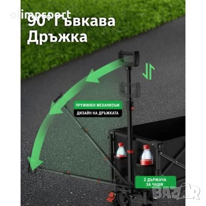 Сгъваема количка за пренасяне на плажни принадлежности и къмпинг оборудване, 68х40хH48 см /600707/ , снимка 4 - Други стоки за дома - 54308209
