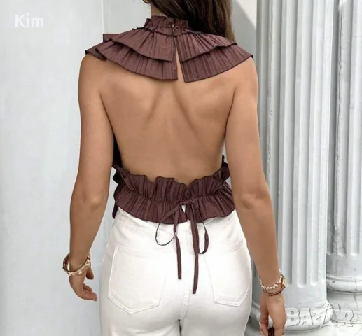 Дамски кафяв топ, снимка 5 - Корсети, бюстиета, топове - 55688900