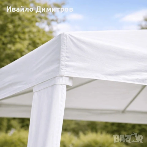 Градинска шатра - 3 x 3 м, полиетилен бяла, снимка 5 - Градински мебели, декорация  - 54331318