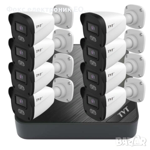 TVT Комплект 8 POE bullet камери и NVR