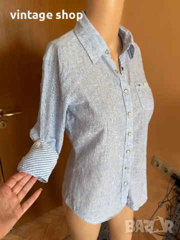 Риза морски десен райе Tommy Hilfiger, размер S/XS, снимка 7 - Ризи - 54627210