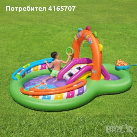 Надуваем детски воден парк с пързалка, фонтан и музикални игри – 295 x 190 x 137 см, снимка 4 - Басейни и аксесоари - 54856494