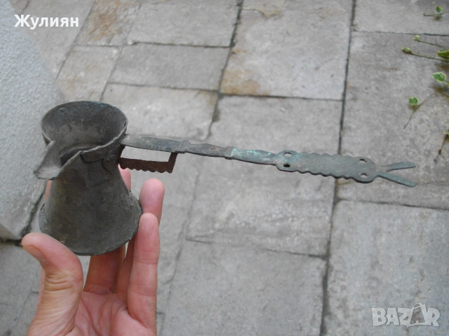 АВТЕНТИЧНО ТУРСКО ОСМАНСКО МЕДНО ДЖЕЗВЕ, снимка 5 - Антикварни и старинни предмети - 55160726