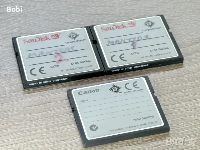3 броя CompactFlash (CF) карти – 2× SanDisk Ultra II 2GB + Canon FC-32M , снимка 2 - Чанти, стативи, аксесоари - 55310829