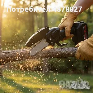 Акумулаторен мини верижен трион 6”, Комплект с 2 батерии 6000mAh и куфар, снимка 4 - Градински инструменти - 55336697