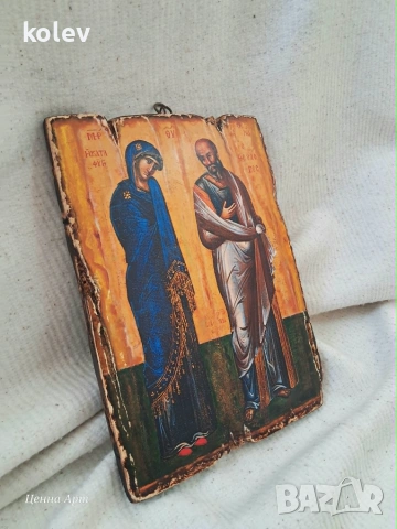 РЕПРОДУКЦИЯ на Св. Богородица Катафиги и св. Йоан Богослов (Убежище) , снимка 3 - Икони - 46241232