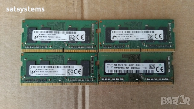 4 броя SO-DIMM Memory Module Micron+SKhynix Kit 4x4GB DDR4 2400MHz( PC4-19200 ) CL11 1.2V, снимка 7 - RAM памет - 54596735
