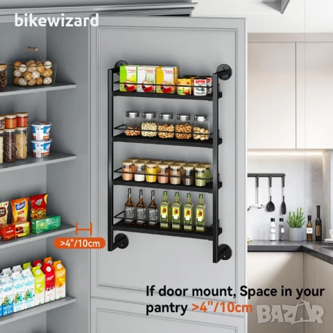 IBUYKE Стенен органайзер за подправки, 4 нива, голям, за 50 буркана  НОВО, снимка 3 - Други - 54231669