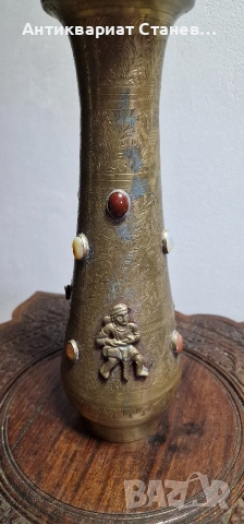 Месингова ваза ръчно декорирана, снимка 4 - Вази - 54032786