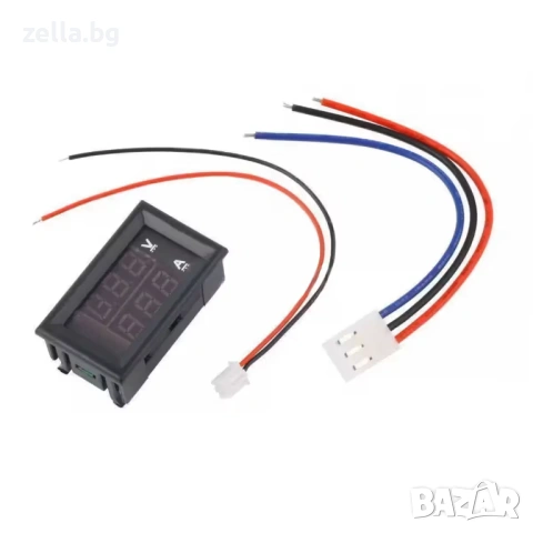 Дигитален волтамперметър за вграждане 0-100V 0-10A, LED дисплей червено-син – за захранващи 10052, снимка 11 - Части и Платки - 54656841