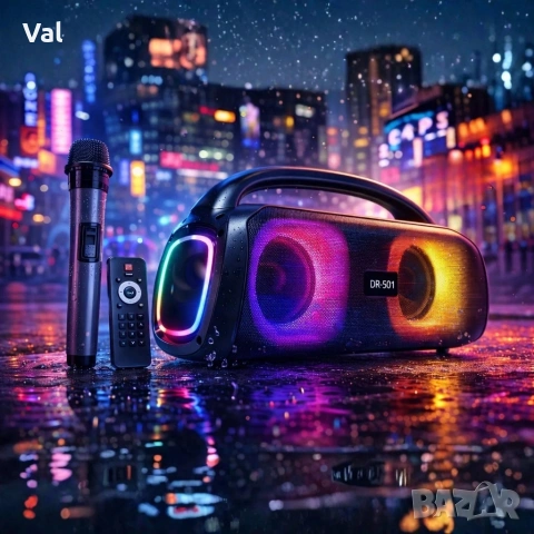 Парти тонколона 2 × 5.25" – 40 W RMS, Bluetooth, RGB LED светлини, батерия 3600 mAh, снимка 4 - Тонколони - 54827033