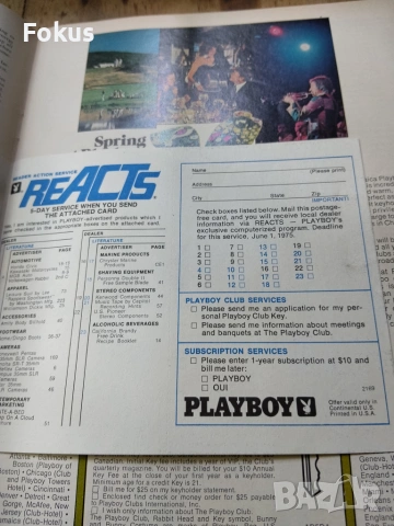 Старо колекционерско списание Плейбой Playboy Април 1975 г., снимка 5 - Антикварни и старинни предмети - 55080380