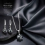 Комплект бижута Сваровски Silver Night – колие и обеци с тъмно сиви кристали, снимка 3