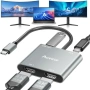 Нов 4 в 1 хъб USB-C към Dual HDMI адаптер 4K 60Hz за Windows MacBook Chromebook, снимка 1
