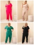Дамски памучен гащеризон Plus Size с връзки на талията, 4цвята , снимка 1