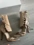 Дамски сандали тип боти с връзки – телесен цвят, снимка 3