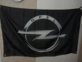 Opel Знаме кола банер емблема автомобили реклама черно фенове лого гараж сервиз магазин авточасти де, снимка 1
