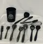 Нов комплект първокласни силиконови кухненски прибори + поставка) , снимка 2