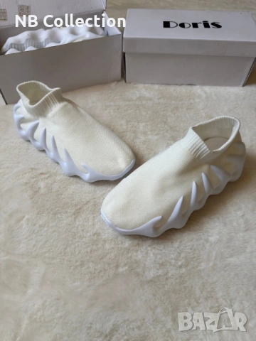 Дамски маратонки в бяло Yezzy дишащ плат, снимка 7 - Маратонки - 46229649