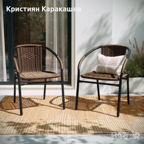 Градински ратанов стол, кафяв LUX
