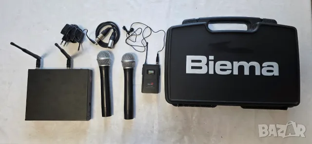Безжичен микрофон Biema UHF58II. Неразличим от нов, снимка 2 - Микрофони - 55308607