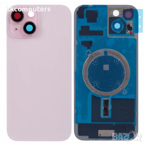 OEM Заден Капак за iPhone 15 с Рамка, Стъкло за Камерата и Магнитен Ринг – 5 цвята, снимка 2 - Резервни части за телефони - 54548806