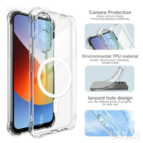 IMAK Магнитен Прозрачен Калъф за Xiaomi Redmi A7 Pro 4G / Poco C85x 5G - TPU, Airbag, Прозрачен, снимка 6 - Калъфи, кейсове - 54293719