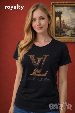 Louis Vuitton Нова Черна Дамска Тениска Луи Витон 