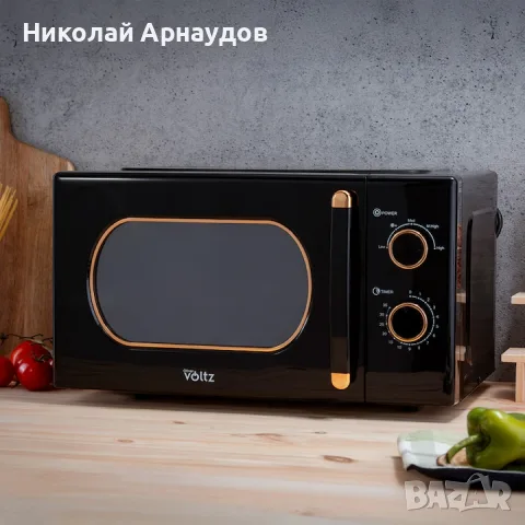 Микровълнова фурна  Voltz OV51443E, 700W, 20 л, 5 степени, Таймер, Размразяване, Черен
