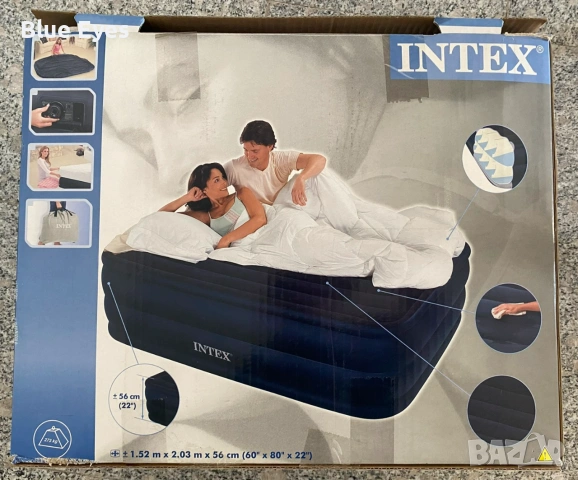 Надуваем матрак (Спалня) INTEX Comfort с помпа 152 x 203 x 56 см., снимка 3 - Матраци - 54960278