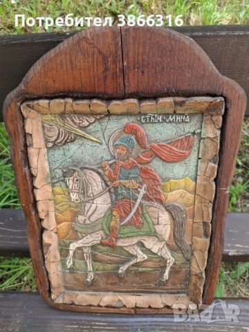 Автентична икона Св.Мина , снимка 2 - Икони - 54906999