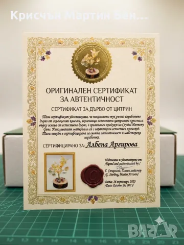 Ръчно изработено ситриново дърво на изобилието върху дървена основа, снимка 4 - Арт сувенири - 55478126