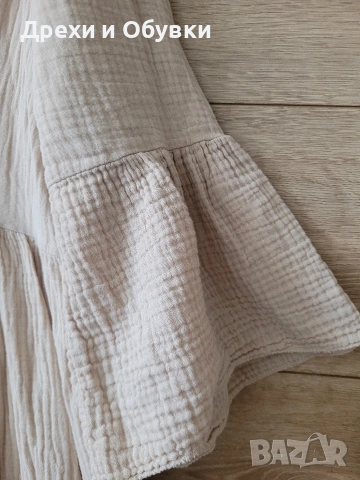 Бежова рокля памучна материя , снимка 5 - Рокли - 54153992