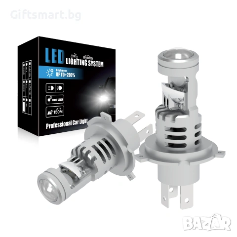Комплект 2 LED крушки с лупа и вентилатор V8T, Plug and Play, 9005, HB3, 9000 Lm, 12V, 2 x 40W