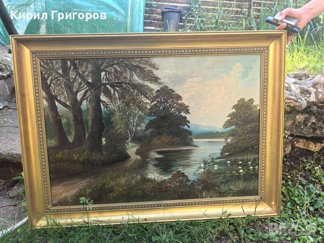 Страхотна антикварна белгийска авторска картина масло върху платно