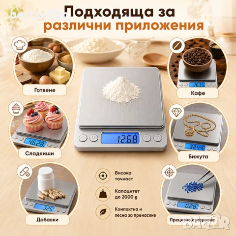 Прецизна електронна везна за храна кафе лекарства мини кухненска точна, снимка 3 - Везни - 42822817