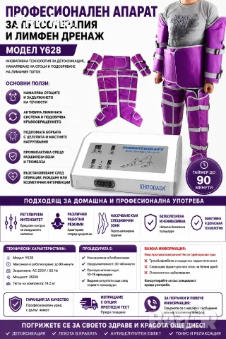 Лимфопреса за цяло тяло - Апарат за Пресотерапия и дренаж на тялото, снимка 5 - Козметични уреди - 48611331