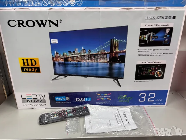 КАТО НОВ! Телевизор Crown 32FB22, LCD, 32 inch, 81 см, 1366×768 HD Ready, Черен, снимка 14 - Телевизори - 55517159