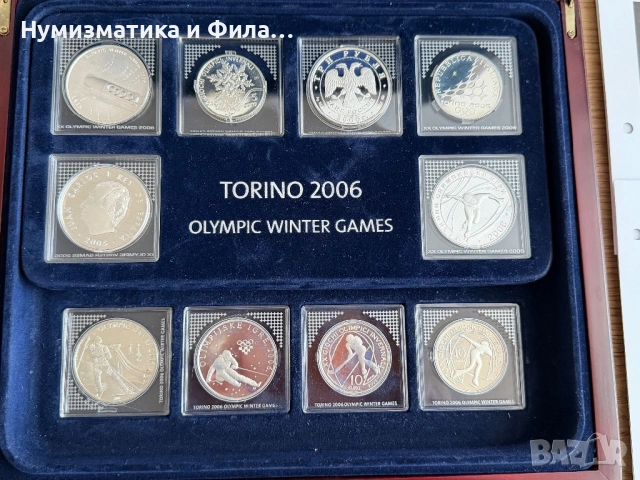 Сет 18 броя сребърни монети олимпийски игри Торино 2006, снимка 4 - Нумизматика и бонистика - 54133545