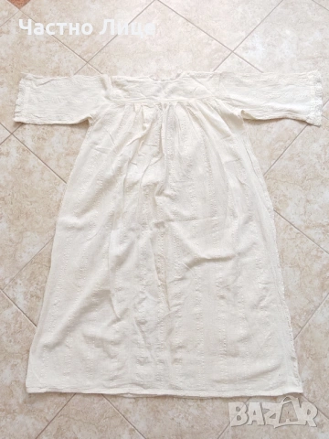 Старинна Бяла Кенарена Рокля Риза с Дантели 1920те г.  Размери:  Височина от рамото до долу 93 см, ш, снимка 4 - Антикварни и старинни предмети - 54700799