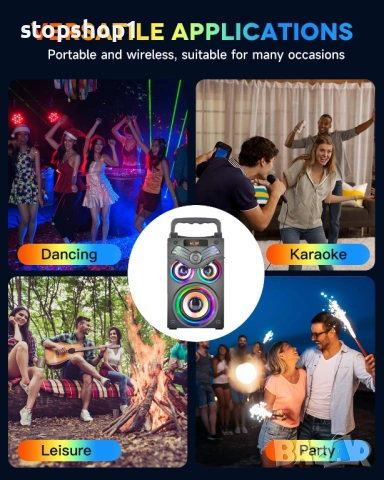 Bluetooth високоговорител, 15W преносими безжични високоговорители, с RGB светлина, по-силна сила на, снимка 6 - Bluetooth тонколони - 54081477