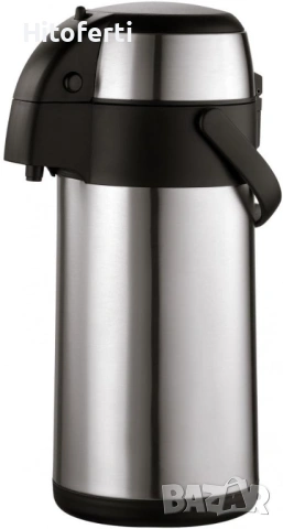 Термодиспенсър Axentia 116710 с кран, неръждаема стомана, 3 литра, сребрист/черен, 35 x 15 x 15 см