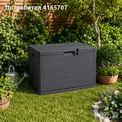 Градинска кутия за съхранение, 170L, 76x55x52 см, Антрацит