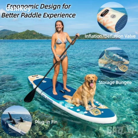 НОВ Надуваем Падълборд (SUP) SOLAVERO 335см - Пълен комплект, снимка 3 - Водни спортове - 54415972